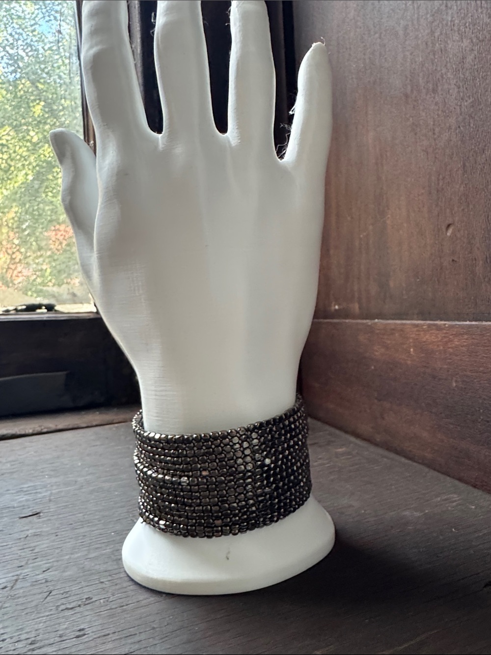 Sparkling Gunmetal 2’ wide Statement Multi-Strand Cuff Bracelet Boho Festival